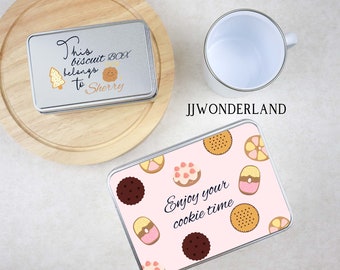 Cookie box Personalized biscuit box Iron Cookie Round Cookie Candy Storage Containers Baking Cake Tin for Gift Giving