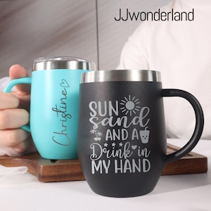 12oz Insulated Coffee Cup, Stainless Steel Coffee Cup, Coffee Mug, Coffee Cup with Lid, Dishwasher Safe, Personalized Coffee Cup image 2