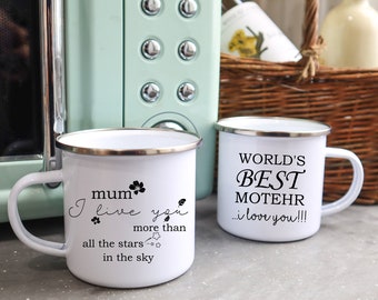 Personalized enamel mug Gift for mom Mother's day gift Tin Mug Mother's day theme enamel mug Custom enamel mug