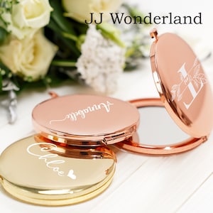 Personalized Engraved Compact Mirror, Custom Pocket Mirror, Engraved Cosmetic Mirror, Bridesmaid Gifts, Maid of Honour Gifts, Wedding Favors