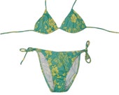 Y2K deadstock hibiscus dragon string triangle bikini two piece swimsuit made in Australia