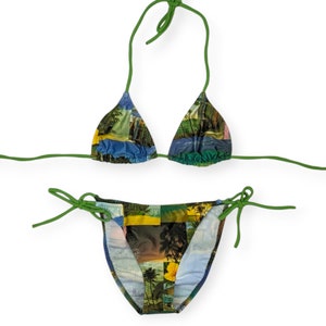 Y2K Deadstock Australian Made Waikiki Photo Album Triangle String Bikini Two Piece Swimsuit