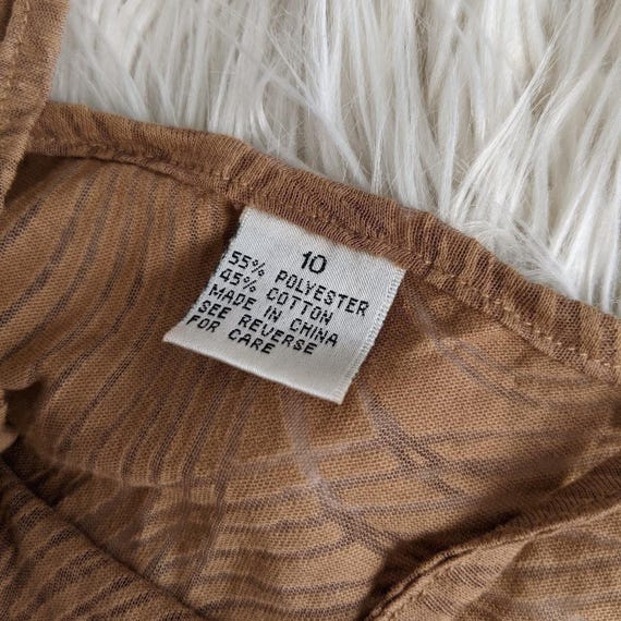 Y2K Tan Boho Sheer Burntout Abstract Swirly Cami … - image 5