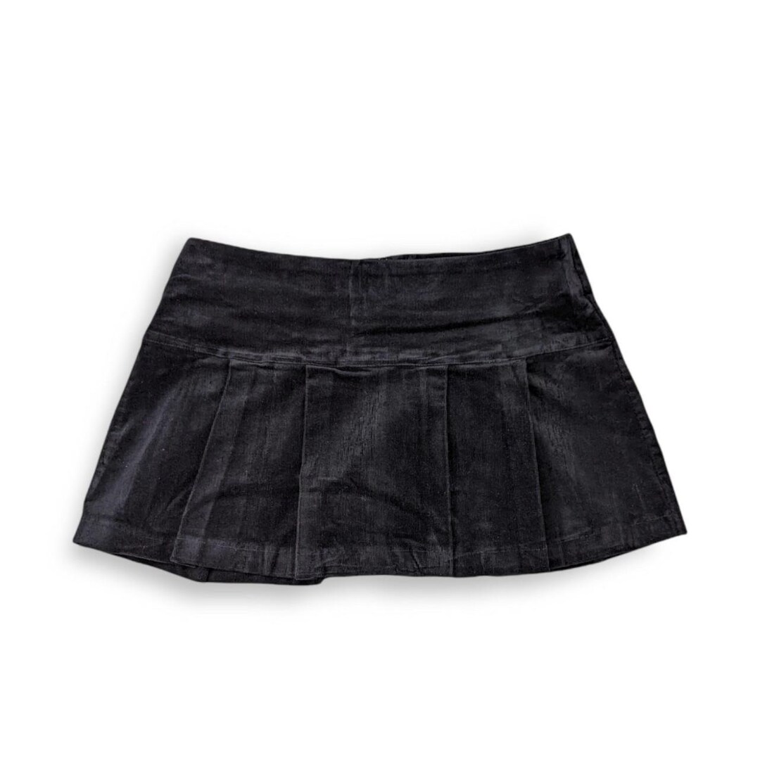Y2K Deadstock Cord Pleated Black Mini Skirt - Etsy