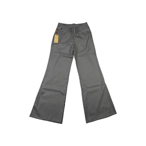 Y2K deadstock pinstripe wide leg low waist pants - 2000s grey trousers