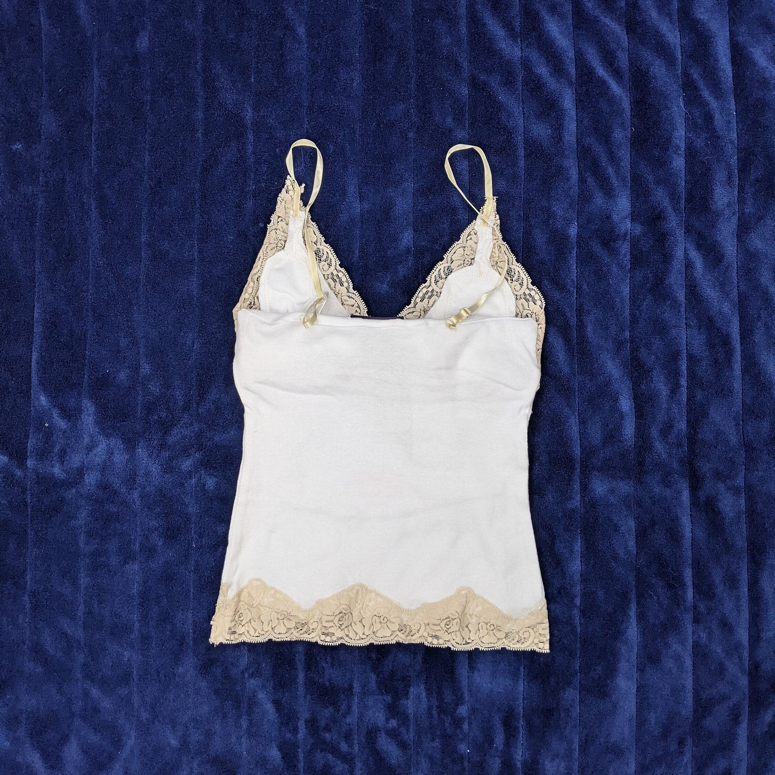 Y2K White & Cream Lace Beaded Cami 2000s Deadstock Etsy