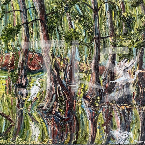 Original Painting of "Cypress Swamp" Florida Cypress Swamp Art, 20 x 24" Canvas