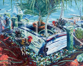 Canvas Print Of Original "Cayo Hueso Scene No. 7" Painting, Key West Art