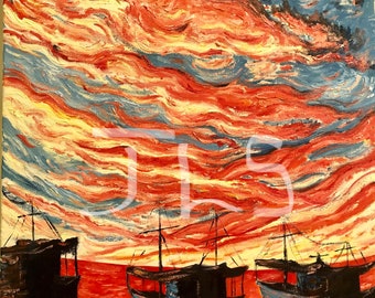 Canvas Print Of Original "Venezuela Sunset No.2" Painting