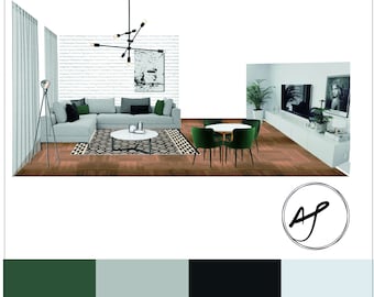 Curated Living Room E-Design – Custom Interior Design Board