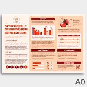 Plantilla de póster científico - PowerPoint - Google Slides - DESCARGA DIGITAL - Neutro y rojo - Conferencia académica o de investigación - A0 horizontal
