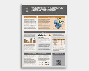 Scientific Poster Template - PowerPoint - Google Slides  - DIGITAL DOWNLOAD - Grey & Yellow - Academic or Research conference - A0 portrait