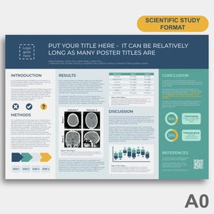 Wissenschaftliches Poster Template und Medizinische Fallstudie für Powerpoint oder Google Slides DIGITAL - Navy Teal Blue Modern - A0 Querformat