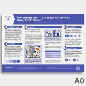 Scientific Poster Template for Powerpoint or Google Slides DIGITAL - Indigo Blue Purple - For Academic or Research conference - A0 landscape