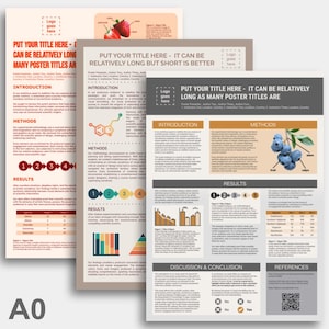 Scientific Poster Template Set - PowerPoint - Google Slides - DIGITAL DOWNLOAD - Conference/Research - Neutral bundle A0 portrait resizable
