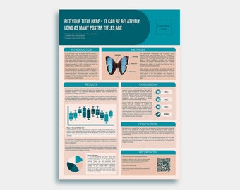 Scientific Poster Template + Powerpoint icons - Google Slides DIGITAL - Neutral & Teal - For Academic or Research conference - A0 portrait