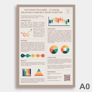 Szablon plakatu naukowego plus ikony Powerpoint - Google Slides DIGITAL - Neutralny - Na konferencję naukową lub badawczą - A0 portret