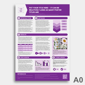 Wissenschaftliches Poster Vorlage für Powerpoint oder Google Slides DIGITAL - Lila Neutral Weiß - Akademische oder Forschungs-Konferenz - A0 Porträt