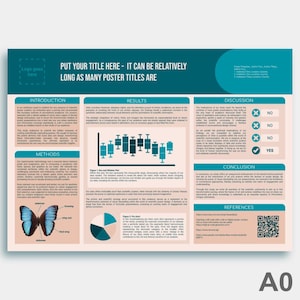 Scientific Poster Template + Powerpoint icons - Google Slides DIGITAL - Neutral & Teal - For Academic or Research conference - A0 landscape