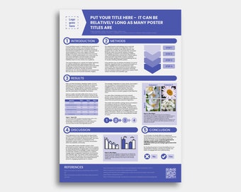 Scientific Poster Template for Powerpoint or Google Slides DIGITAL - Indigo Blue Purple - For Academic or Research conference - A0 portrait