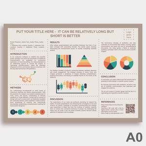 Scientific Poster Template plus Powerpoint icons - Google Slides DIGITAL - Neutral - For Academic or Research conference - A0 landscape