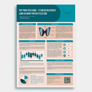 Scientific Poster Template + Powerpoint icons - Google Slides DIGITAL - Neutral & Teal - For Academic or Research conference - A0 portrait