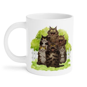 Funny Startled Cats Ceramic Mug, Cat Lovers Gift, Cute Kitty Coffee Cup, Cat Lady Present, Cat Mom Mug, Cat Dad Mug