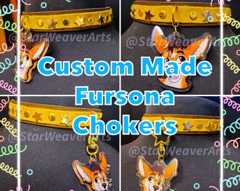 Custom Made Furry Fursona Choker/Collar, Commission and Custom Made Choker and Pendant of your Character! (read entire description!!)