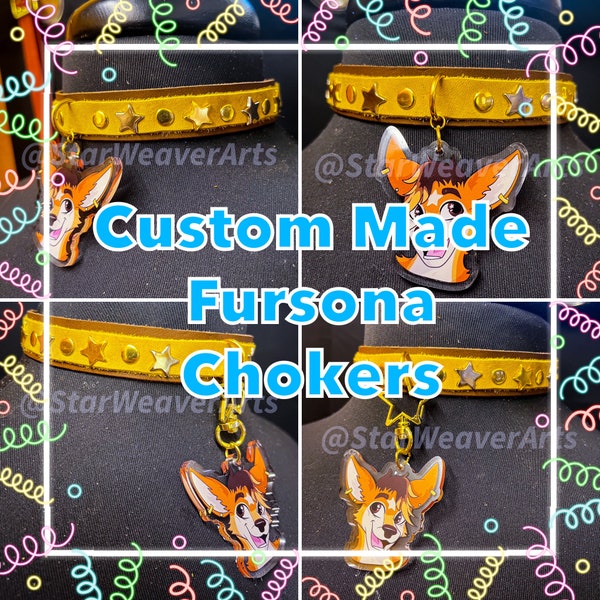 Custom Made Furry Fursona Choker/Collar, Commission and Custom Made Choker and Pendant of your Character! (read entire description!!)