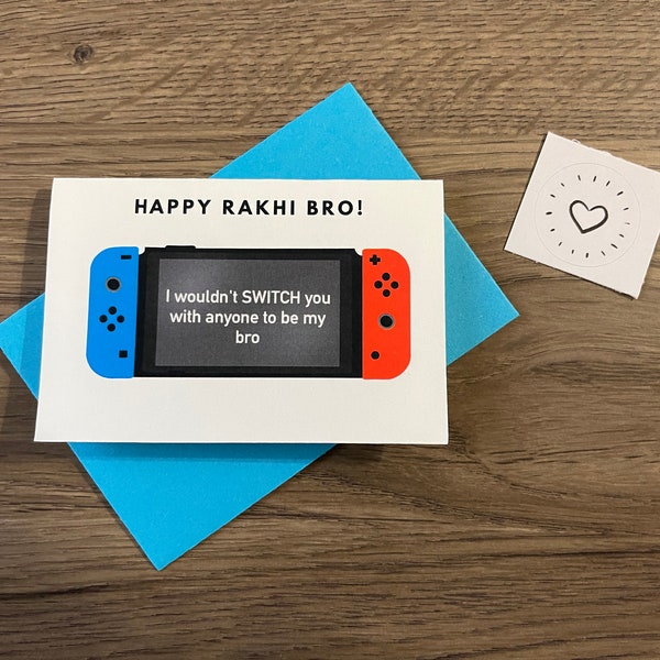Mini Gaming Rakhi Card for Brother | 2.5" x 3.5" Card Size | Set of Card and Envelope | Blank Card