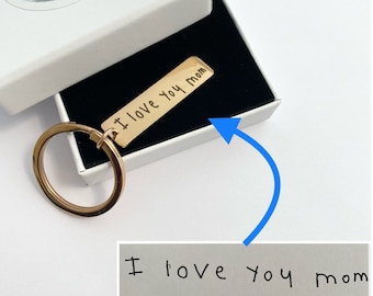 Custom Handwriting Keychain Actual Handwriting Keychain Signature Keychain Gift from Kids Engraved Keepsake Kids drawing Gift for her him A