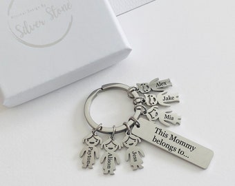 Family Keychain Children Keychain Personalized Keychain Handmade Engraved Keychain Customized Gift for Mom Gift for Dad Gift for Grandma