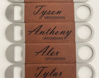 Leatherette Paddle Bottle Opener Personalized Custom Bottle Opener Groomsman Best Man Gifts For Dad Bachelor Party Gifts
