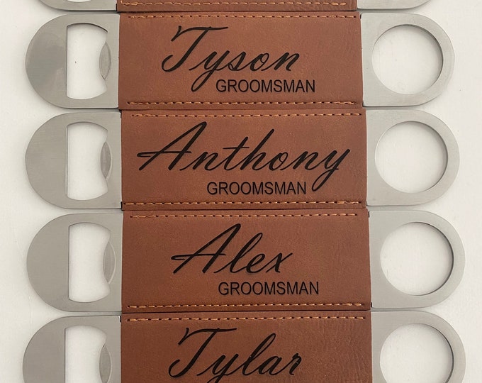 Leatherette Paddle Bottle Opener Personalized Custom Bottle Opener Groomsman Best Man Gifts For Dad Bachelor Party Gifts
