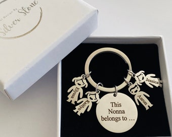 Family Keychain Children Keychain Personalized Keychain Handmade Engraved Keychain Customized Gift for Mom Gift for Dad Gift for Grandma