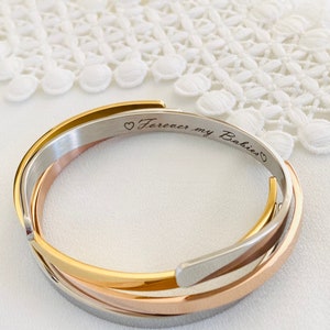 Personalized Cuff Bracelet Engraved Bracelet for Women Stainless Steel Custom Engraved Bracelet Handmade Custom Personalized Gifts for her