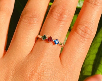 Birthstone Ring, Family Birthstone Ring, Personalized Birthstone Ring, Multi-Stone Ring, Gift for mom, Grandma, Birthday Gift, Gift for her.