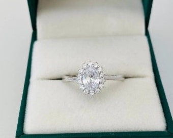 Sterling Silver Ring Oval CZ Wedding Ring Cubic Zirconia Engagement Ring Vintage Engagement Ring Engagement Ring Victorian Ring Gift for her