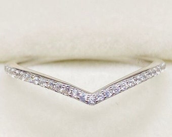 Sterling Silver Ring, Dainty Ring, Thin Ring, Minimalist Ring, Chevron Ring, Simple Ring, Stacking Ring, Gold Ring, CZ Ring, V ring gift