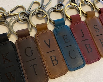 Personalized Leather Keychain Customized Leather Keychain Genuine Leather Key Chain Engraved Keychain Key Tag Gift for her Gift for him