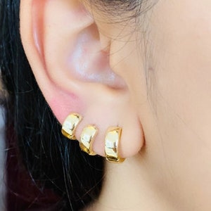 Sterling Silver Earrings Bold Chunky Hoops Smooth Hoop Earring Silver Hoops Gold Hoops Huggie Hoops Thick Hoops Wide Hoops Stacking Hoop