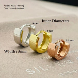 Silver Hoops , 5mm Wide Hoop, Huggie Hoops, Cartilage Hoops, Conch Hoops , Stacking Hoops , Dainty Hoops ,Hoops Set, Gold Hoops Gift Set