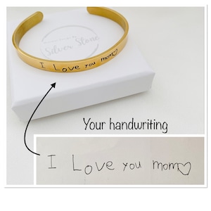 Actual Handwriting Cuff Bracelet Engraved Handwriting Bracelet for Women Men StainlessSteel Custom Signature Engraved Bracelet Memorial Gift