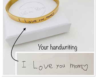 Actual Handwriting Cuff Bracelet Engraved Handwriting Bracelet for Women Men StainlessSteel Custom Signature Engraved Bracelet Memorial Gift