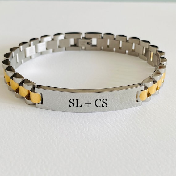 Stainless Steel Personalized Men's Watchband Bracelet Engraved Bracelet for Men Watch Band Bracelet Mens Bracelet Custom Gift for him