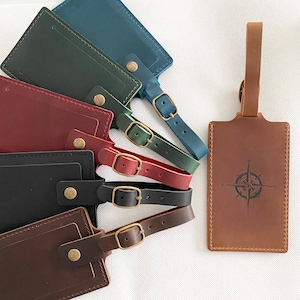 Étiquettes à bagage personnalisées en cuir véritable Étiquettes à bagage gravées Étiquettes à bagage personnalisées en cuir Cadeaux personnalisés pour elle lui Cadeaux de mariage