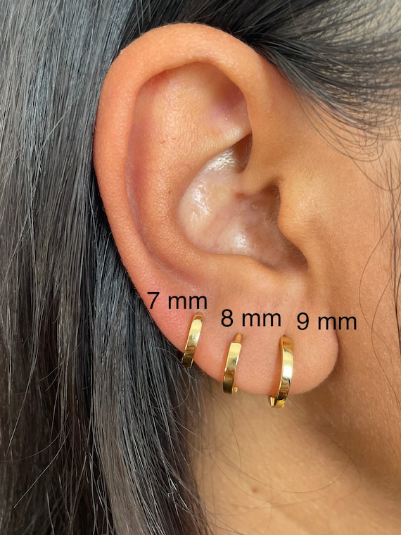 Silver Huggie Hoop Earrings Set, Gold Hoop Earrings, Cartilage