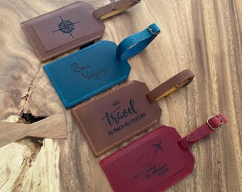 Personalized Genuine Leather Luggage Tags Engraved Luggage Tags Personalized Leather Baggage Tags Custom Gifts for her him Wedding Favors