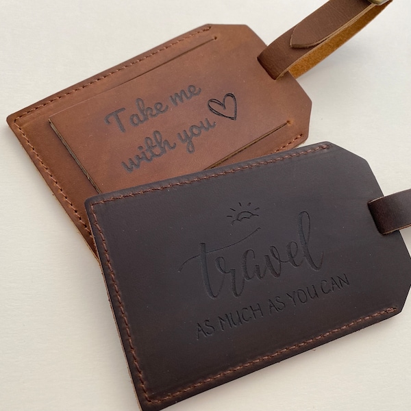 Personalized Genuine Leather Luggage Tags Engraved Luggage Tags Personalized Leather Baggage Tags Custom Gifts for her him Wedding Favors