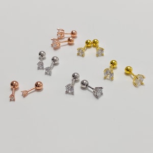 Sterling Silver Earrings Ball Backing, Dainty Minimalist Studs, CZ Stud, CZ Stud Earrings, Gold Stud Silver Stud Simple Stud Gift for her
